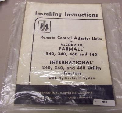 Farmall international 240 tractor adapter unit manual