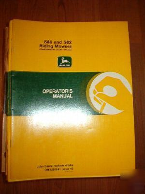 John deere operators manual S80 and S82 riding mower 