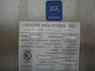 2001 hickory 10.10E double rotisserie oven baskets