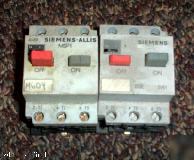 Lot 2 siemens motor starter contactor 3VE1005 & MSP10F