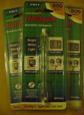 New lot of 3 factory sealed 500W 120V halogen bulbs