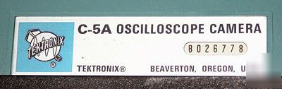 Tektronix c-5A oscilloscope camera polaroid lab test