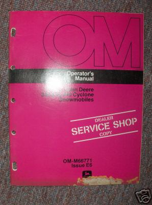 Jd 340 & 440 cyclone snowmobile operator's manual