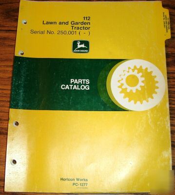 John deere 112 lawn & garden tractor parts catalog jd