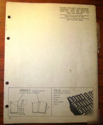 John deere 821 to 820A two-way plow parts catalog book