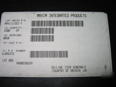 MAX1111CEE-t maxim ic t/r 2500PCS MAX1111CEE