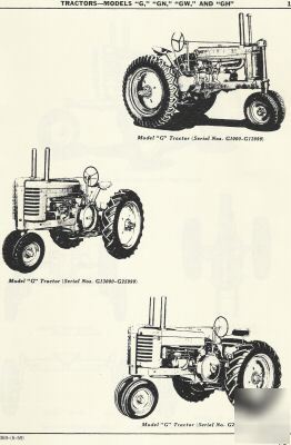 John deere model g-gn-gw-gh parts catalog