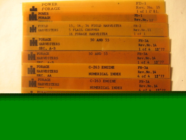 Lot international harvester forage microfiche manuals
