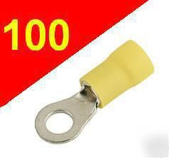 100 yellow ring terminal 12-10 gauge wire #10 stud *3M