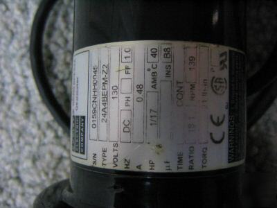 Bodine 1/17 hp 130 vdc gearmotor