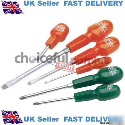 Draper screwdriver set with cabinet pattern handles x 6