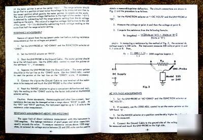 Eico 232 249 vtvm manual (large 8.5X11 inch booklet)