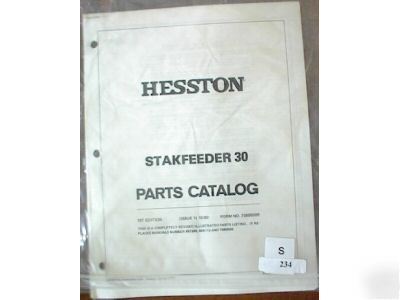 Hesston 30 stakfeeder stak feeder parts manual catalog