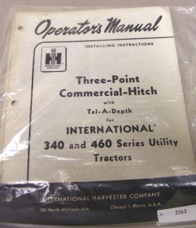 International 340 460 tractor commercial hitch manual