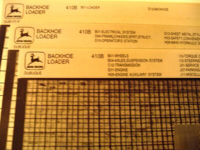 John deere 410B backhoe parts catalog microfiche jd