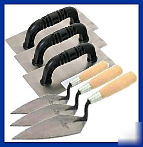 Masonary~trowel~tempered steel blade~6-piece package
