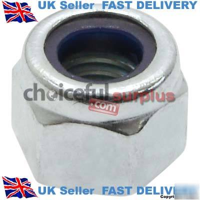 New 5MM bright zinc plated self locking nuts pack of 10