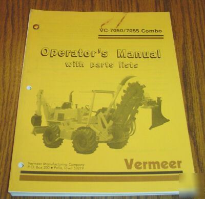 Vermeer vc 7050 7055 combo trencher operator's manual