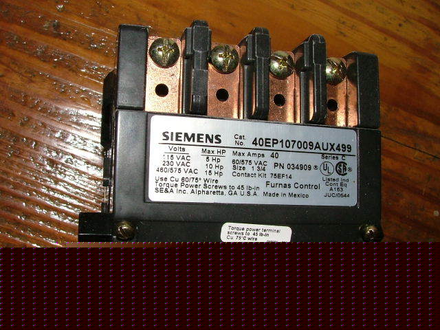 Siemens furnas 5HP 40 amp contactor motor starter 4POLE