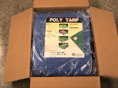 All purpose blue poly tarp 30â€™ x 50â€™