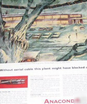 Anaconda aerial cable-wire davies art / 1950S ad