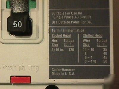 Cutler hammer hmcp 50 amp 600 vac circuit breaker 