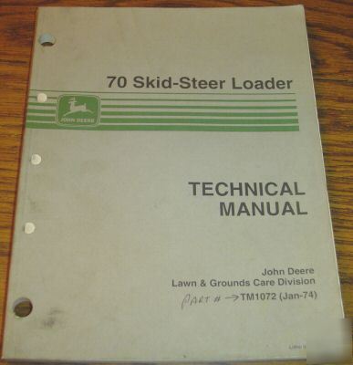John deere 70 skid steer loader technical manual jd