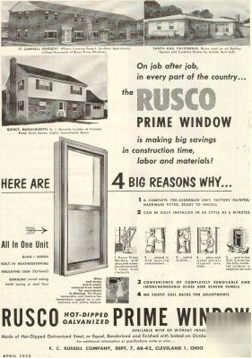Rusco prime window russell co cleveland oh ad 1952