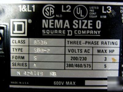 Square d size 0 combination starter ; fus. ; class 8538