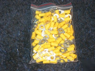 100 count yellow ring terminals 12-10 gauge 1/4