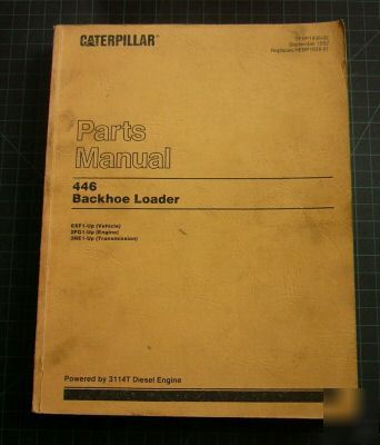 Cat caterpillar 446 backhoe loader parts manual book 