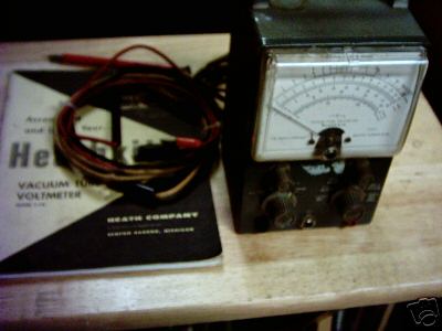 Heathkit v-7A vacuum tube voltmeter w/ manual leads '59