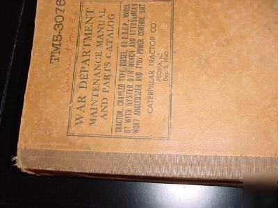 War department caterpillar parts manual/catalog