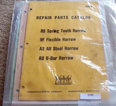Minneapolis moline rs vf as au harrow parts manual