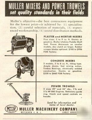 Muller machinery metuchen nj cement mixer ad 1955