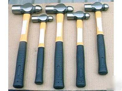 New 5 pc ball peen hammer set fiberglass handle tools