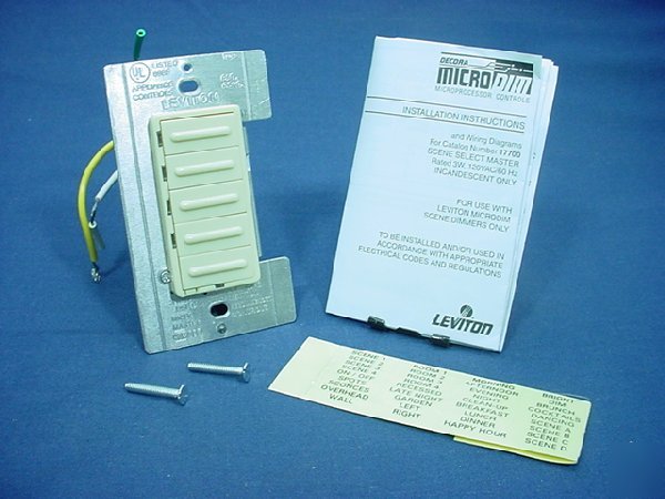 Ivory leviton 5-key remote scene dimmer 17700-i