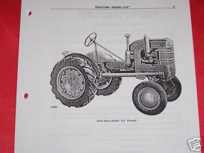 John deere la / l/ li parts list/manual / part numbers