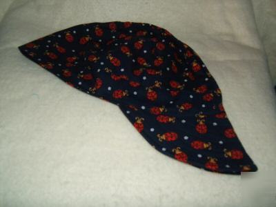 7 1/4 size welding hat cap- navy w/ lady bug print #2