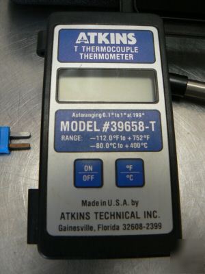 Atkins model 39658-t thermocouple thermometer w/case