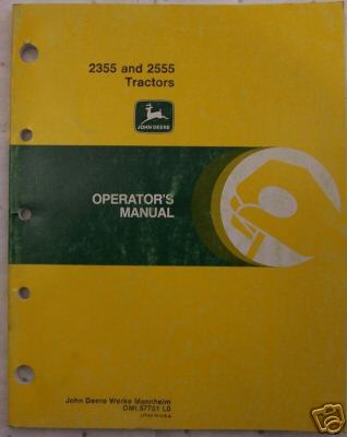 John deere 2355 and 2555 tractor operators manual