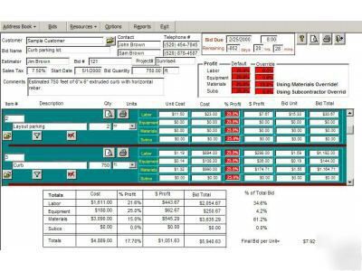 Professional level construction estimating software