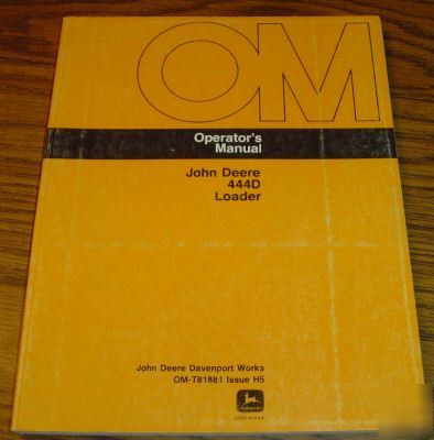 John deere 444D loader operator's manual book jd