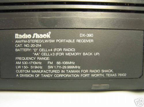 Radio shack dx-390 short wave / world band radio â€“ 