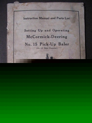 1943 mccormick deering no. 15 pick-up baler manual 