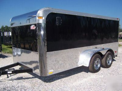 New 7X14 enclosed motorcycle trailer ramp loaded 