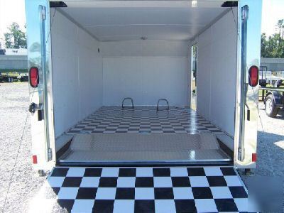 New 7X14 enclosed motorcycle trailer ramp loaded 