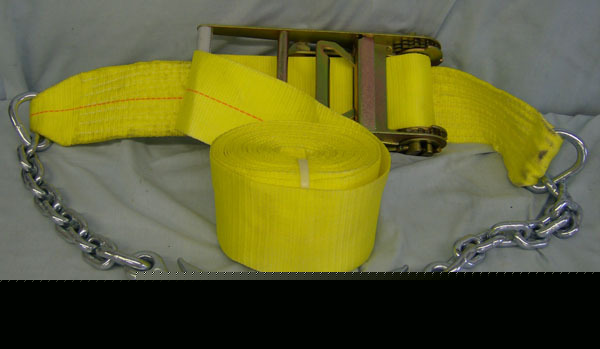 New s-line 4IN. x 27FT. ratchet strap w/ chain end hd 