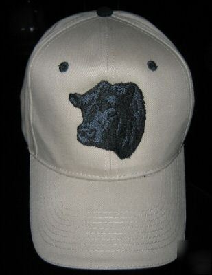 Black angus bull - ball cap - khaki black - adult size