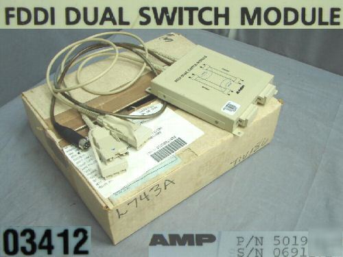 New amp 501916-2 dual optical fddi bypass switch module 